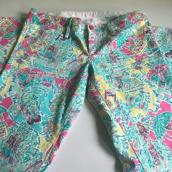 Lilly Pulitzer Jeans Worth Straight Leg In the Beginning Juice Stand Print Sz. 8 - Picture 5 of 8